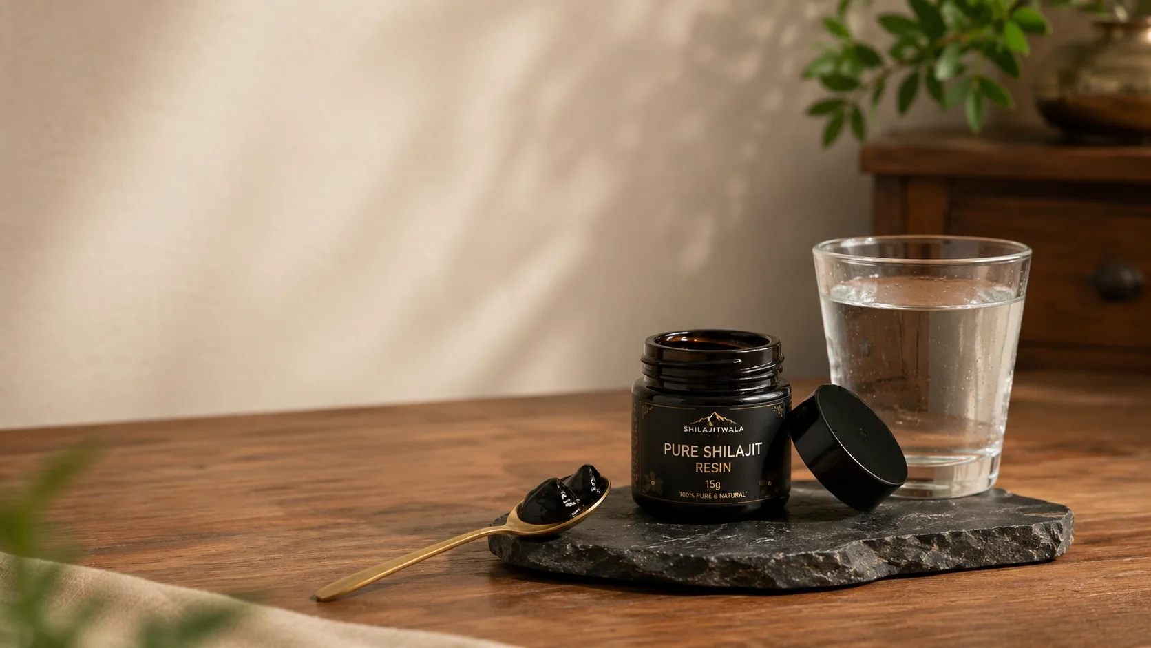 Pure Shilajit Resin premium product scene